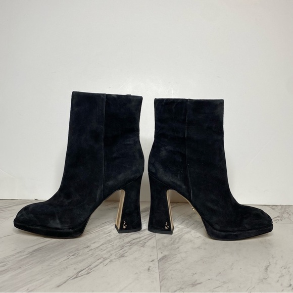 Sam Edelman Jaye Black Suede Heeled Bootie 8 1/2 M - Picture 7 of 15